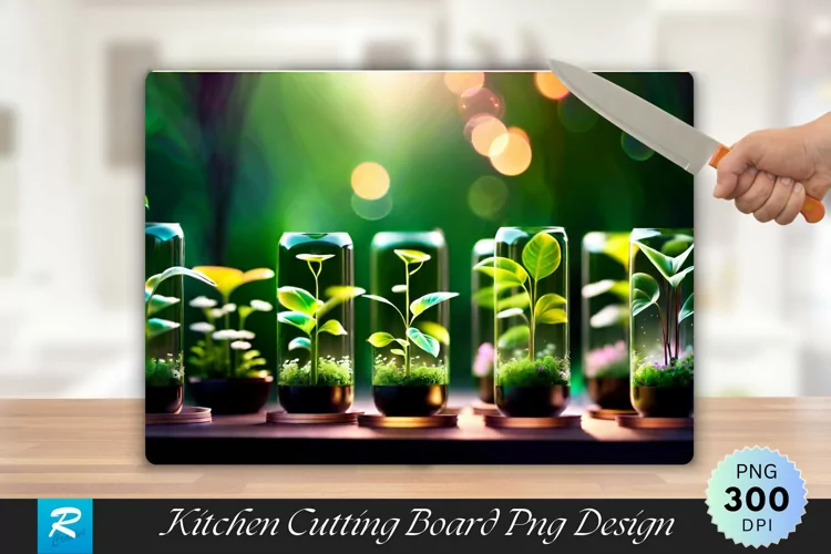 Growing Plants Cutting Board Sublimation Design