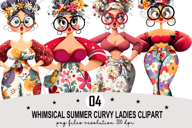 Whimsical Summer Ladies Clipart Watercolor PNG