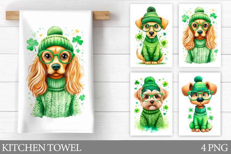St Patrick Dogs Kitchen Towel. St Patrick Kitchen Towel