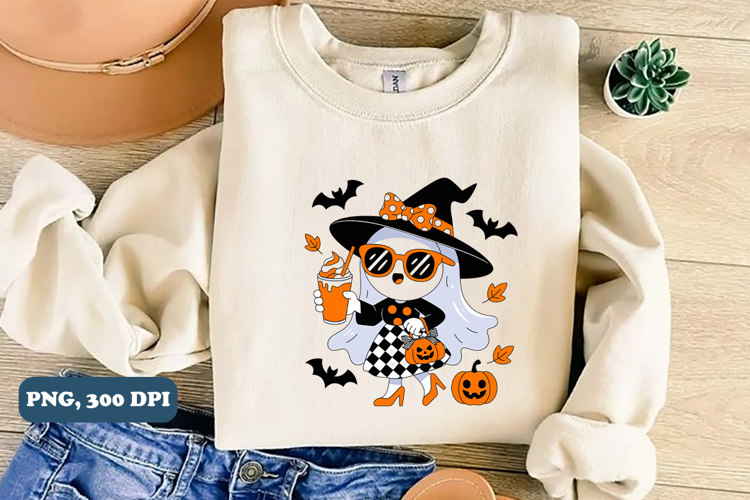 Cute Funny Ghost Pumpkin Halloween Png Sublimation