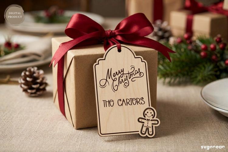 Gingerbread Man Gift Tag Laser Cut | Glowforge | SVG
