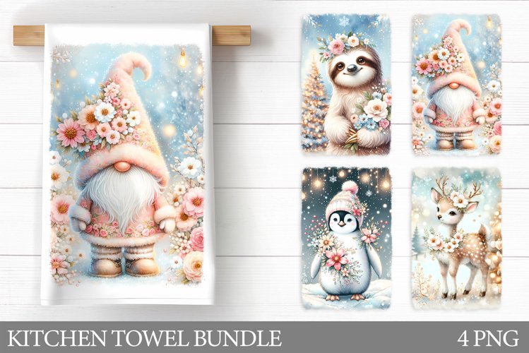 Christmas Kitchen Towel. Christmas Animals Kitchen Towel example image 1