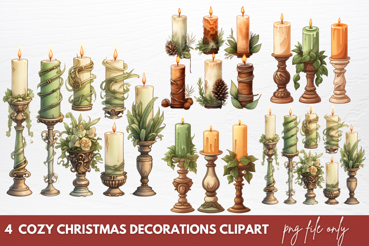 Cozy Christmas Decorations Clipart Sublimation
