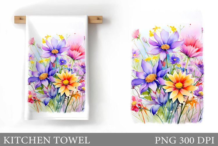 Wildflowers Kitchen Towel. Flowers Kitchen Towel Design