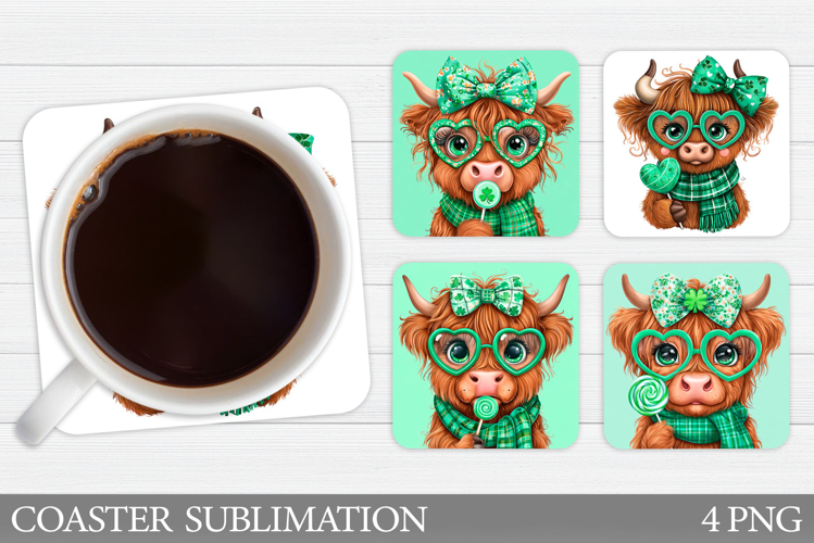St Patrick Cow Coaster Design. St Patrick Cow Sublimation