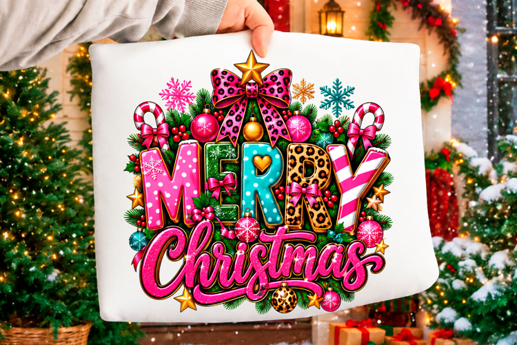 Merry Christmas Colorful Holiday T-Shirt Design