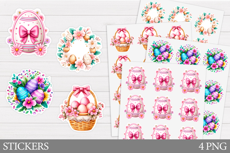 Easter Eggs Sticker Printable. Easter Sticker Design