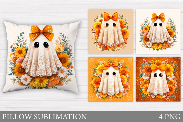 Cute Ghost Pillow Design. Halloween Pillow Sublimation