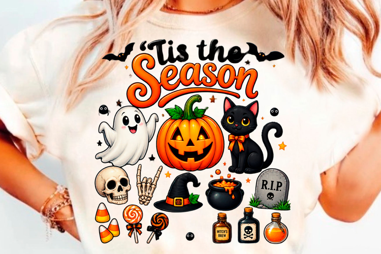 Tis The Season Halloween Ghost Pumpkin T-Shirt Design