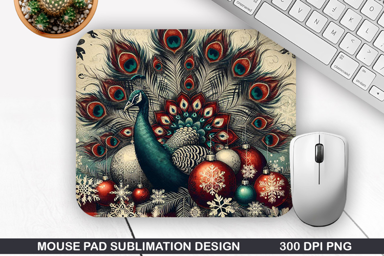 Peacock Mouse Pad Sublimation, Christmas Mouse Pad PNG