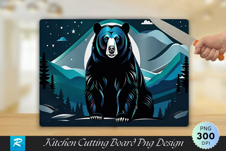 Black Bear Cutting Board Sublimation Design