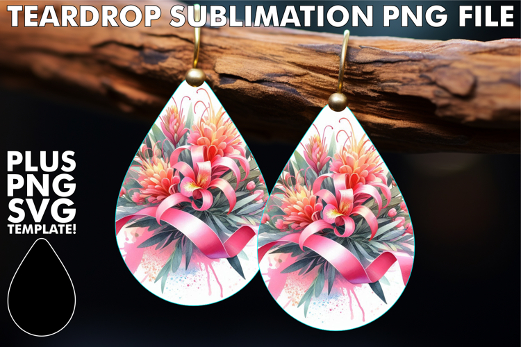 Chic Teardrop Earrings Sublimation, Flowers