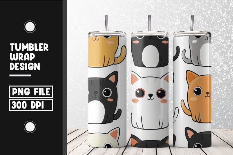 Cute cat pattern Tumbler Wrap | Sublimation | 20 oz Skinny