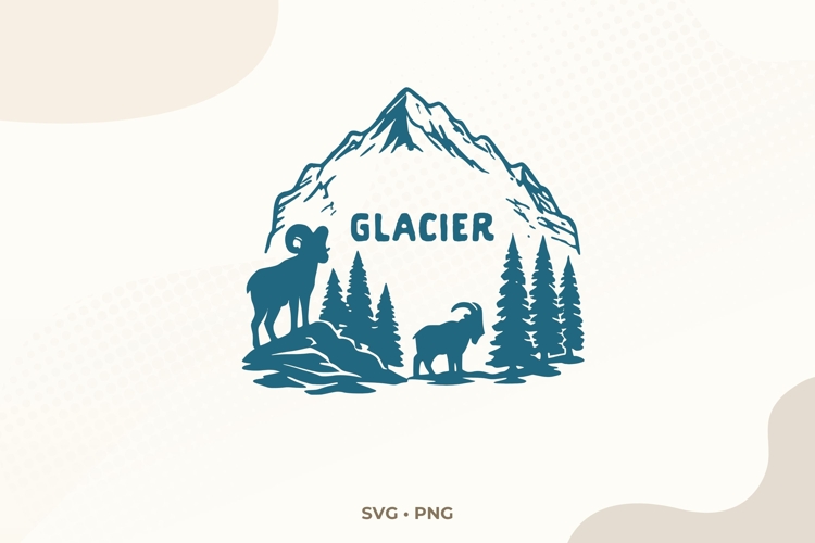 Glacier National Park SVG | Mountain Goat Illustration
