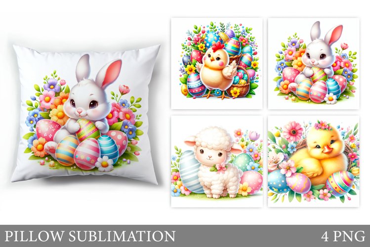Easter Animals Pillow Design. Easter Pillow Sublimation