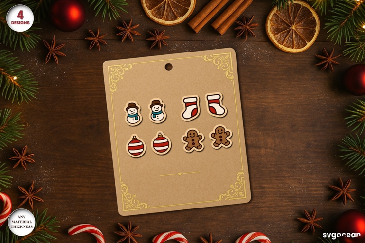 Christmas Stud Earrings Laser Cut | Jewerly SVG | Glowforge