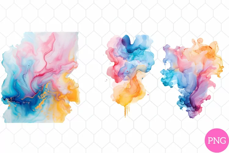 Vibrant Watercolor Splashes Clipart