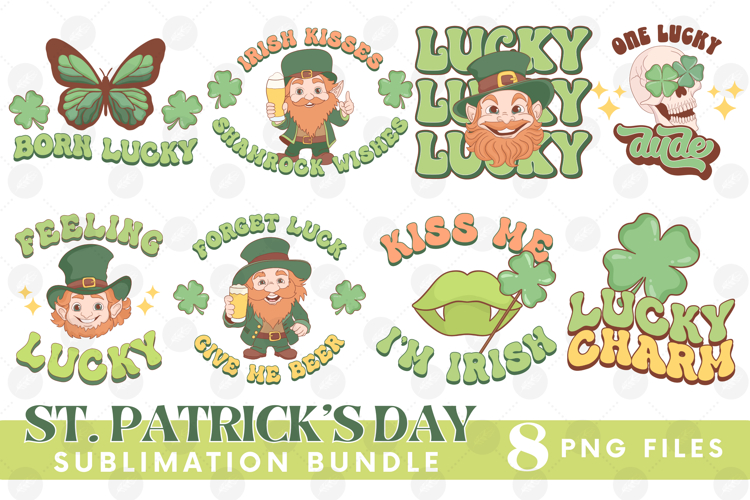 Happy St Patricks Day PNG DTF Irish Lucky Beer Bundle Set