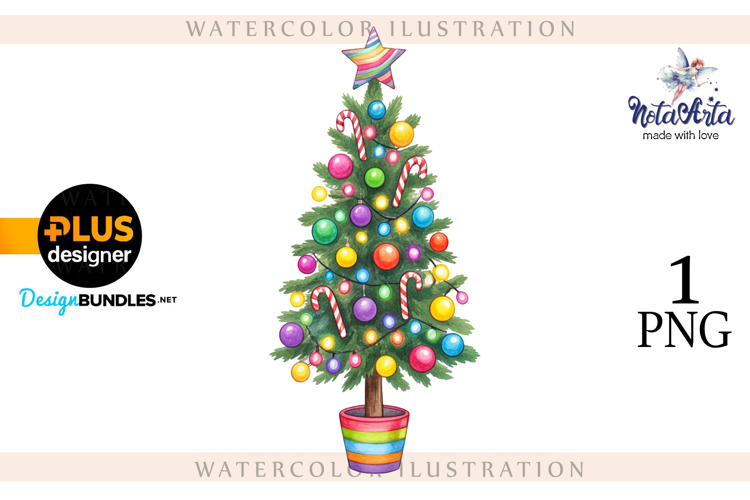 Watercolor Christmas Tree, Christmas tree, Happy Christmas