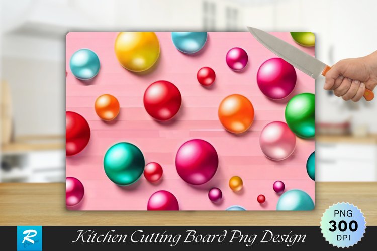 3D Colorful Balls Cutting Board Sublimation Design example image 1