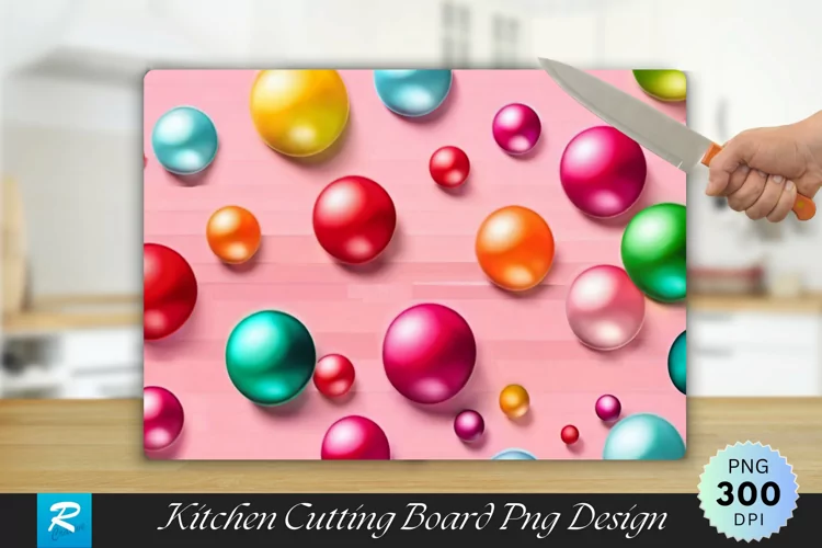 3D Colorful Balls Cutting Board Sublimation Design