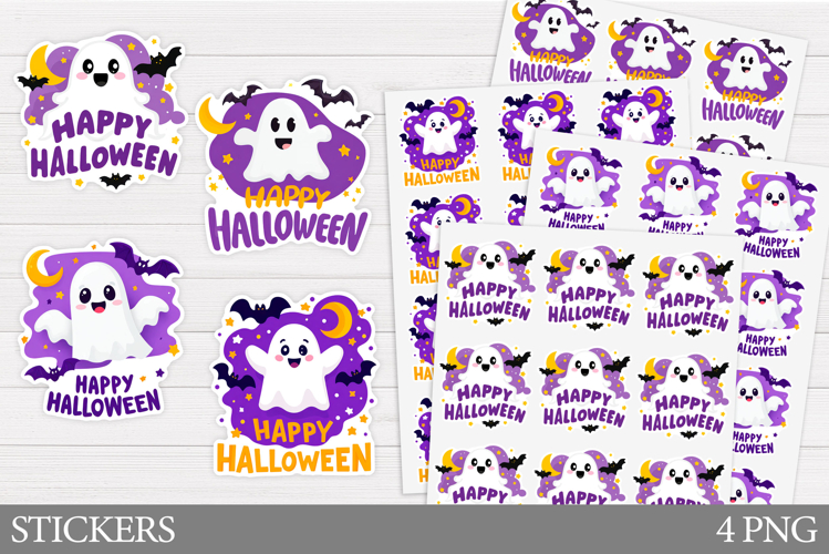 Cute Ghost Sticker Design. Cute Halloween Sticker
