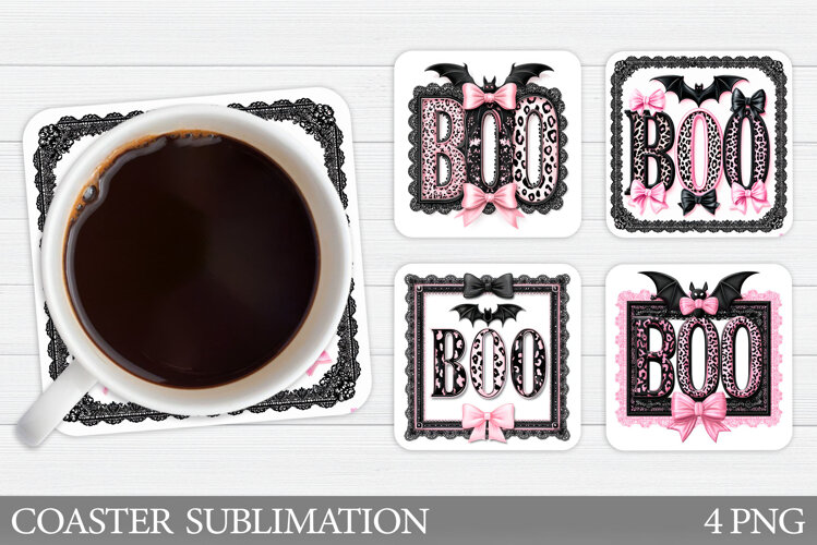 Boo Coaster Design. Halloween Sublimation example image 1