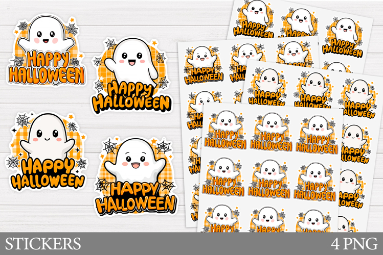 Cute Ghost Sticker Printable. Cute Halloween Sticker Design