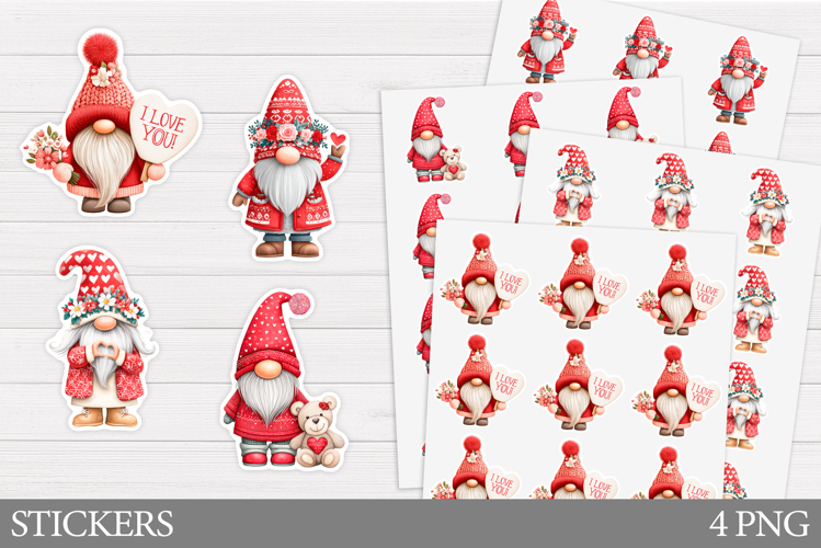 Valentines Gnome Sticker. Valentines Gnome Sticker Printable