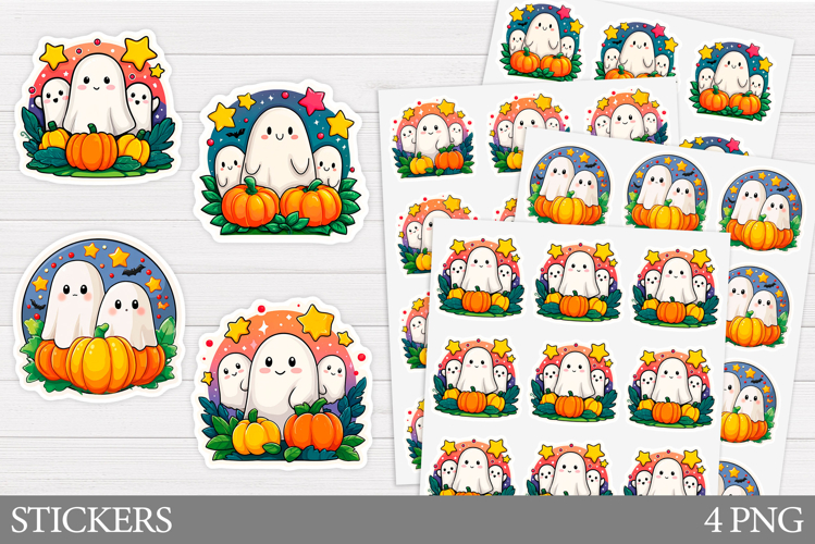 Cute Ghost Sticker Printable. Cute Halloween Sticker Design