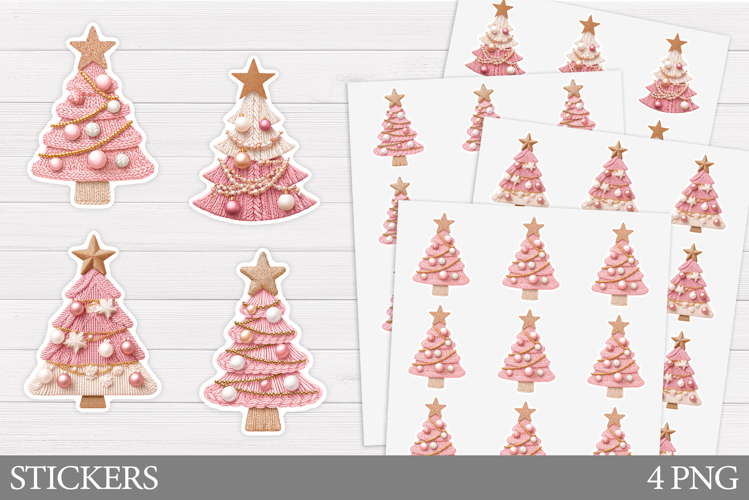 Crochet Christmas Tree Sticker. Christmas Sticker Printable