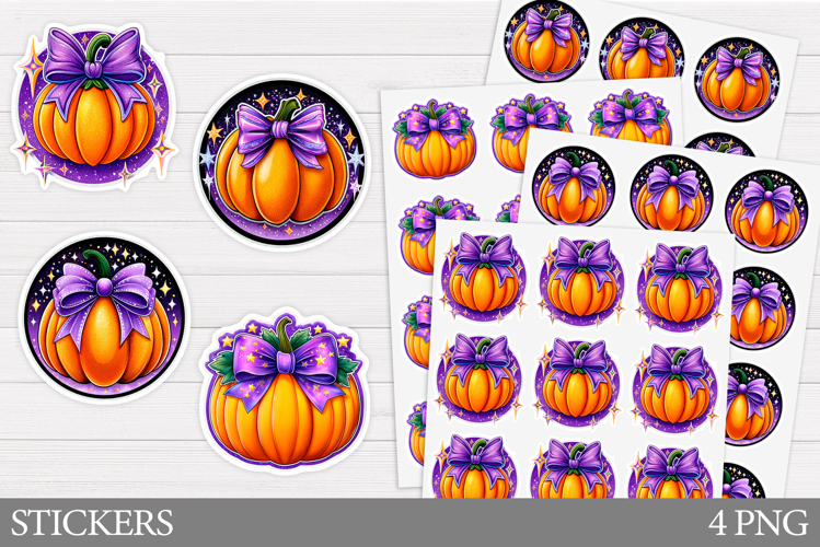 Pumpkin Sticker Printable. Pumpkin Bow Sticker Design