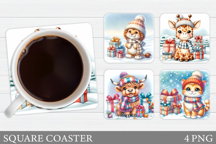 Christmas Animals Coaster. Christmas Coaster Sublimation