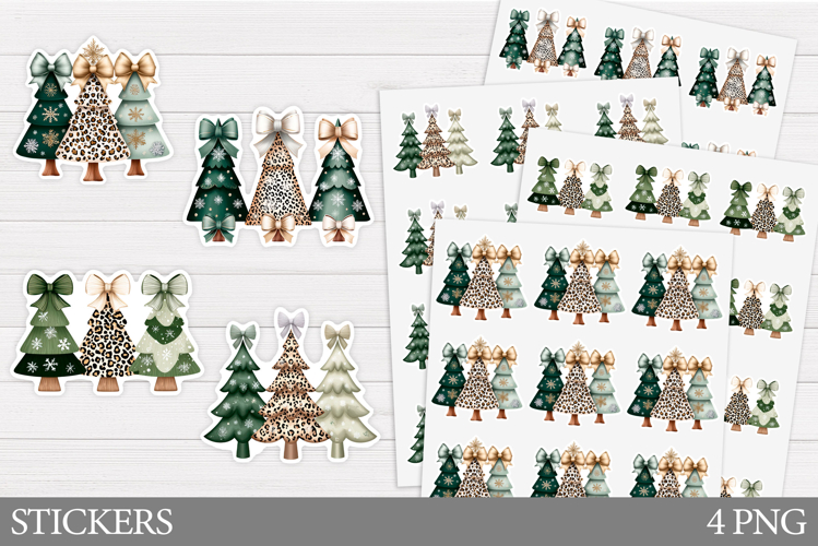 Christmas Sticker Printable. Christmas Tree Sticker Design