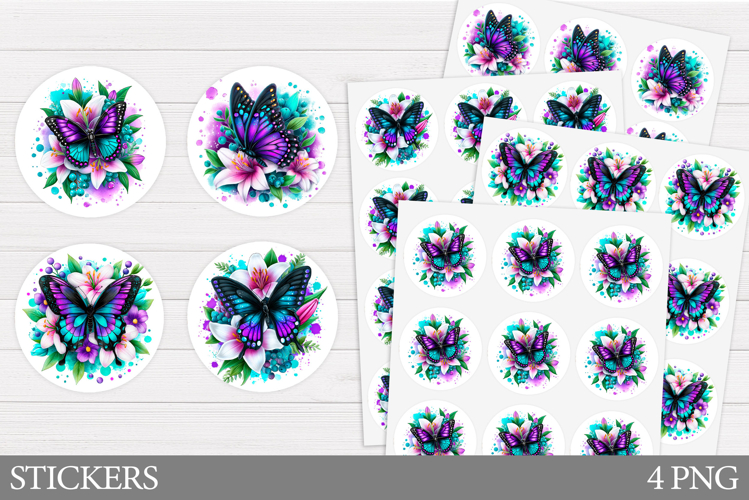 Butterfly Sticker Design. Summer Sticker Printable