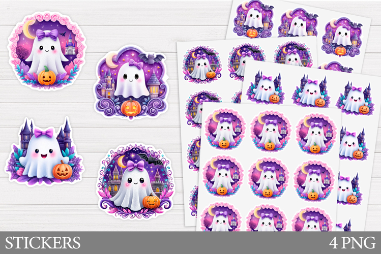 Cute Ghost Sticker Printable. Cute Halloween Sticker Design