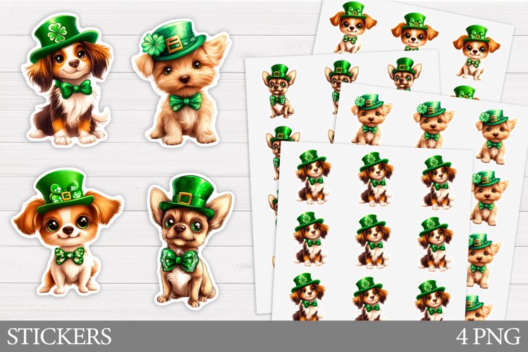 St Patrick Dog Sticker Design. St Patrick Sticker Printable example image 1