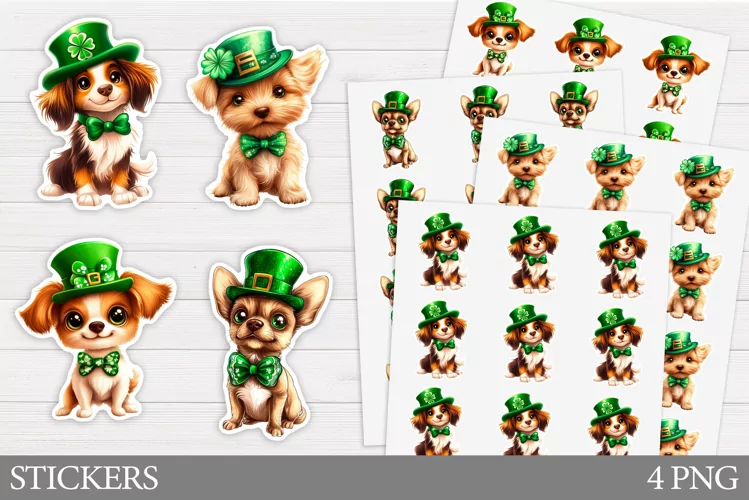 St Patrick Dog Sticker Design. St Patrick Sticker Printable