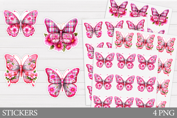 Floral Butterfly Sticker. Butterfly Flowers Sticker Design