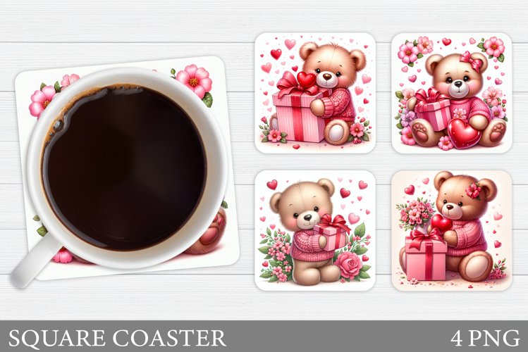 Valentines Bear Coaster. Valentines Coaster Sublimation