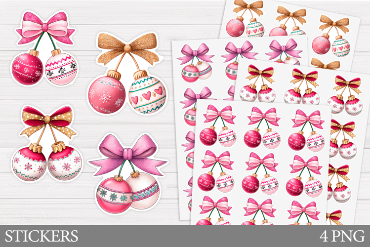 Christmas Ornament Cherry Sticker. Christmas Sticker Design