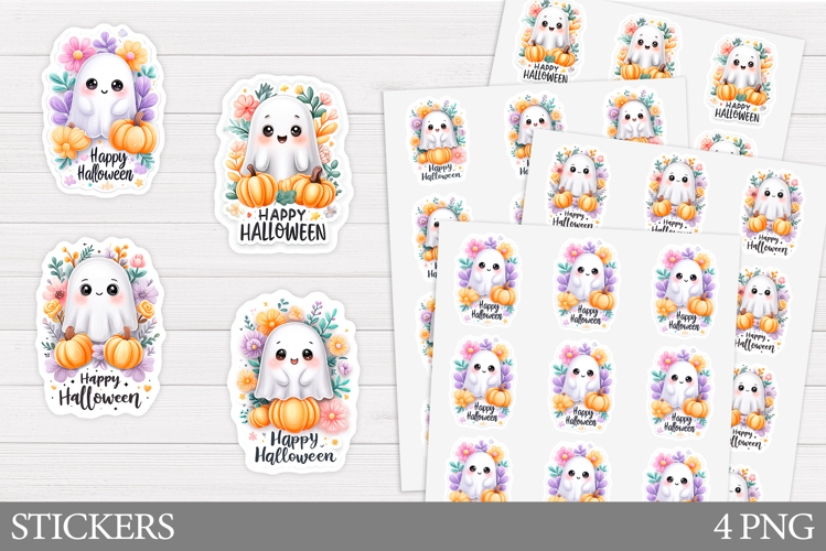 Cute Ghost Sticker Design. Cute Halloween Sticker Printable