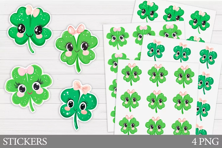 Cute Clover Sticker Design. St Patrick Sticker Printable