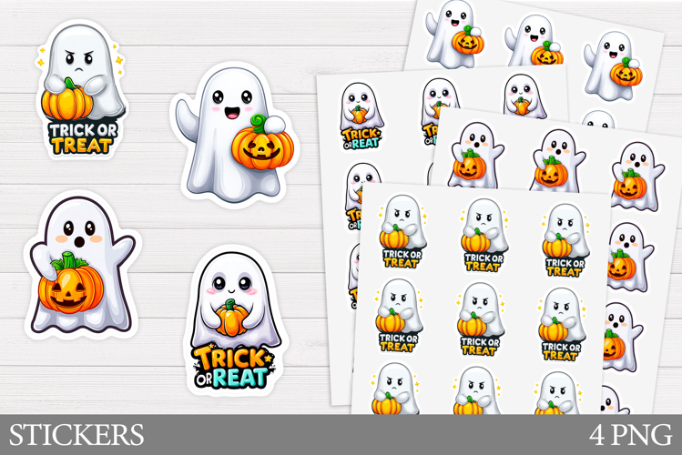 Ghost Sticker Printable. Halloween Sticker Design