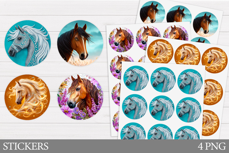Horse Sticker Design. Horse Flowers Sticker Printable