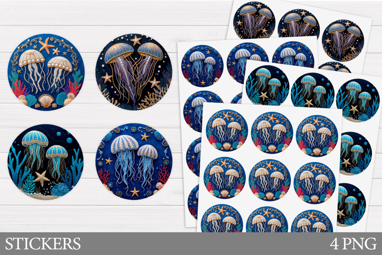 Jellyfish Sticker Template. Sea Sticker Design