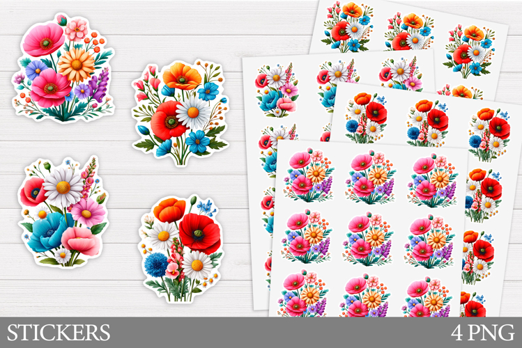 Flowers Sticker Design. Floral Sticker Printable example image 1