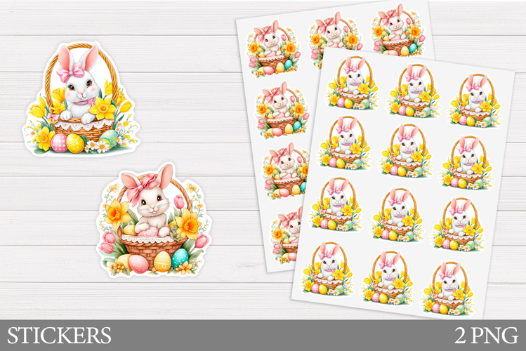 Easter Bunny Sticker Design. Cute Bunny Sticker Printable
