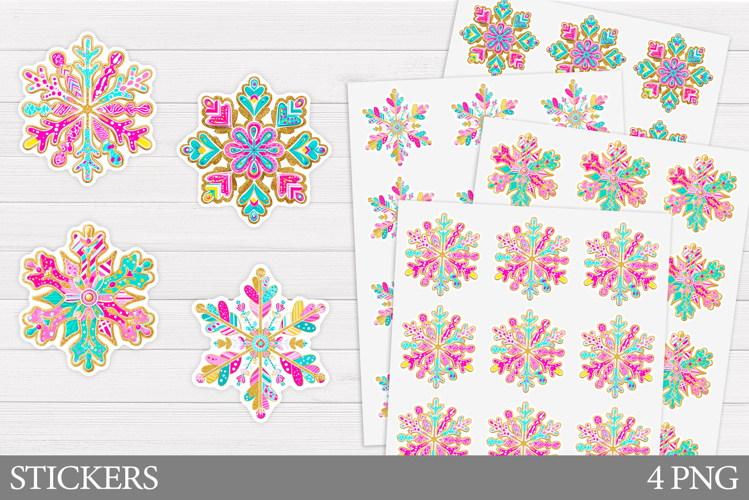 Snowflake Sticker Design. Christmas Sticker Printable