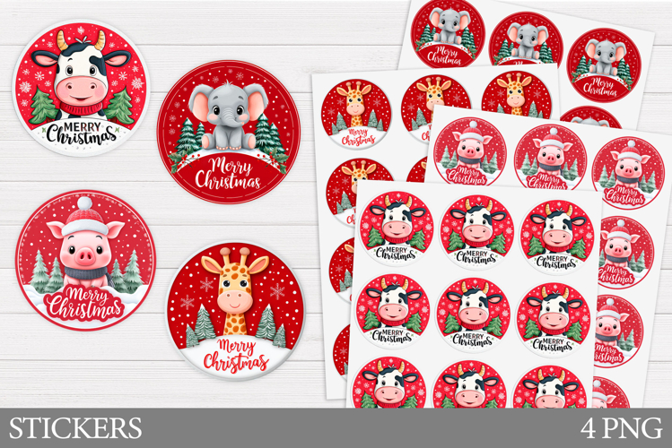 Christmas Animals Sticker. Christmas Sticker Printable